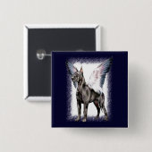 Great Dane Angel Black Vierkante Button 5,1 Cm (Voorkant /achterkant)