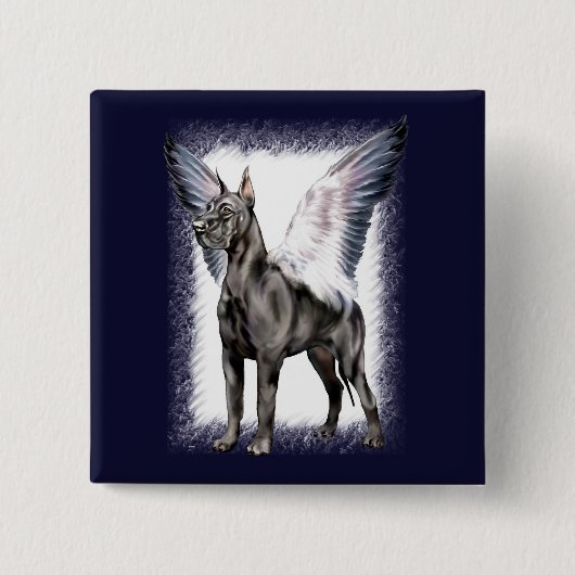 Great Dane Angel Black Vierkante Button 5,1 Cm (Voorkant)
