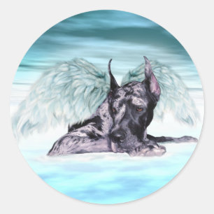Great Dane Angel Merle Ronde Sticker