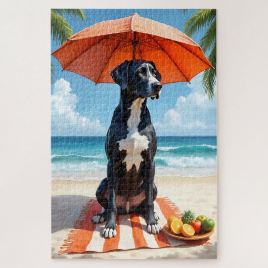 Great Dane Beach Relax Scene Legpuzzel (Verticaal)