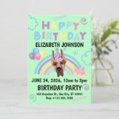 Great Dane Birthday Invitation in Green Kaart (Staand voorkant)