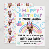 Great Dane Birthday Invitation in White Kaart (Voorkant / Achterkant)