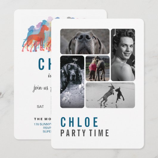 Great Dane Birthday Invitation Kaart (Voorkant / Achterkant)