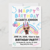 Great Dane Birthday Invitation Kaart (Voorkant)