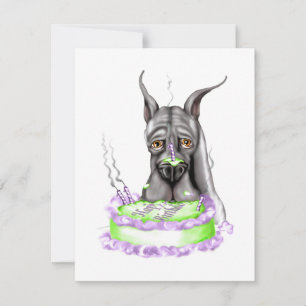 Great Dane Black Birthday Cake Face Kaart