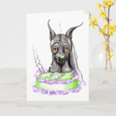 Great Dane Black Birthday Cake Face Kaart (Gele Bloem)
