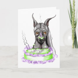Great Dane Black Birthday Cake Face Kaart