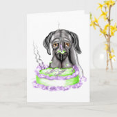 Great Dane Black UC Birthday Cake Kaart (Gele Bloem)