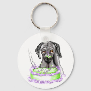Great Dane Black UC Birthday Cake Sleutelhanger