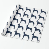 Great Dane Black Waterverf Silhouette Cadeaupapier (Uitgerold)