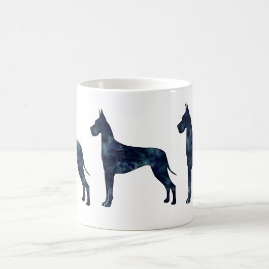 Great Dane Black Waterverf Silhouette Koffiemok (Center)