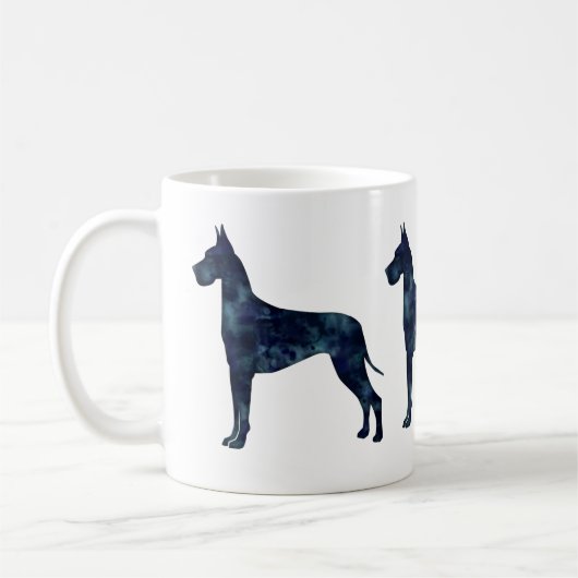 Great Dane Black Waterverf Silhouette Koffiemok (Links)