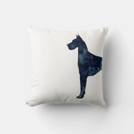 Great Dane Black Waterverf Silhouette Kussen