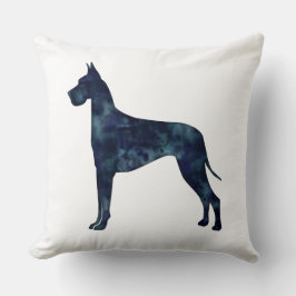 Great Dane Black Waterverf Silhouette Kussen