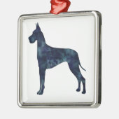 Great Dane Black Waterverf Silhouette Metalen Ornament (Links)
