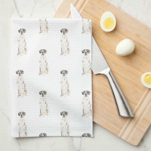 Great Dane (Black White Harlequin) Theedoek (Quarter Fold)