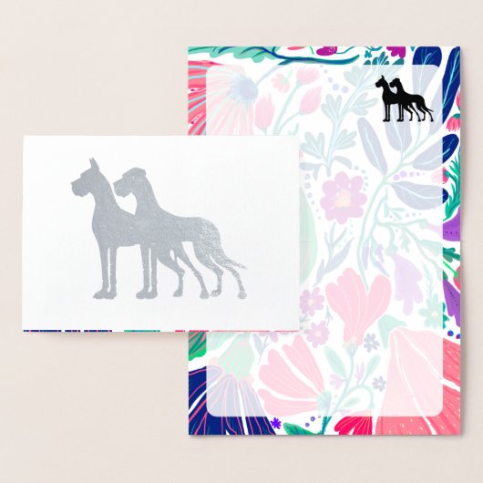 Great Dane bloemmotief binnen folie  Kaarten (Display)