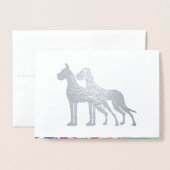 Great Dane bloemmotief binnen folie  Kaarten (Voorkant met envelop)