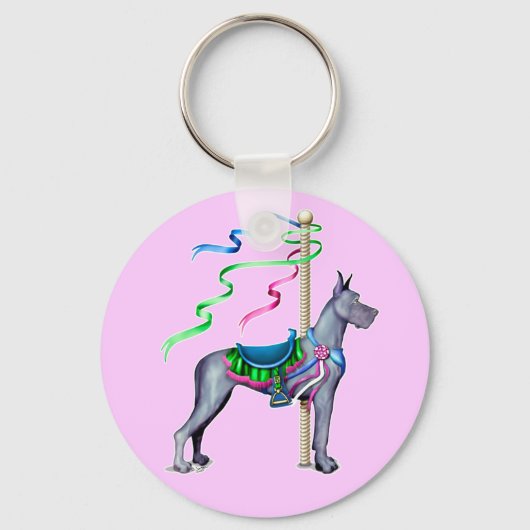 Great Dane Blue Carousel Sleutelhanger (Voorkant)