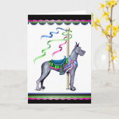 Great Dane Blue Carrousel - Gepersonaliseerd Kaart (Gele Bloem)