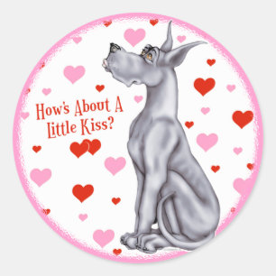 Great Dane Blue Kiss Ronde Sticker