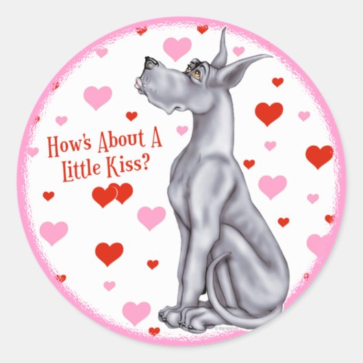Great Dane Blue Kiss Ronde Sticker (Voorkant)