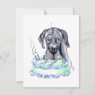 Great Dane Blue UC Birthday Cake Face Kaart