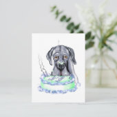 Great Dane Blue UC Birthday Cake Face Kaart (Staand voorkant)