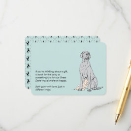 Great Dane Boek Baby Shower Bijlagekaart Informatiekaartje