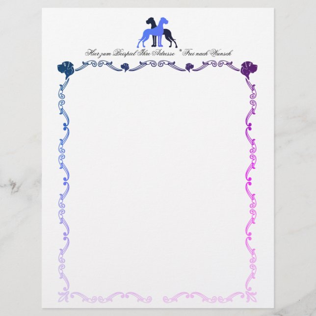 Great Dane Briefhoofd Illustratie (Voorkant)