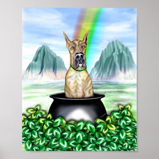 Great Dane Brindle Pot O Goud Poster (Voorkant)