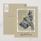 Great Dane (Brindle) schilderen - Oorspronkelijke  Briefkaart (Voorkant / Achterkant)