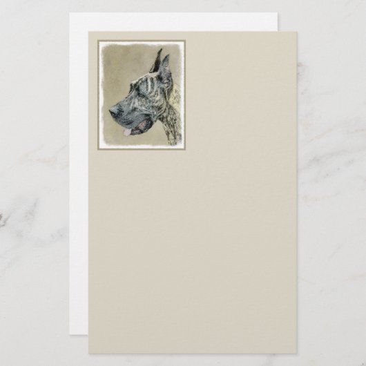 Great Dane (Brindle) schilderen - Oorspronkelijke  Briefpapier (Voorkant / Achterkant)