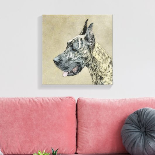 Great Dane (Brindle) schilderen - Oorspronkelijke  Canvas Afdruk (Insitu (Woonkamer))