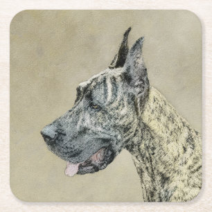 Great Dane (Brindle) schilderen - Oorspronkelijke  Kartonnen Onderzetters
