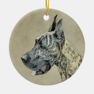 Great Dane (Brindle) schilderen - Oorspronkelijke  Keramisch Ornament