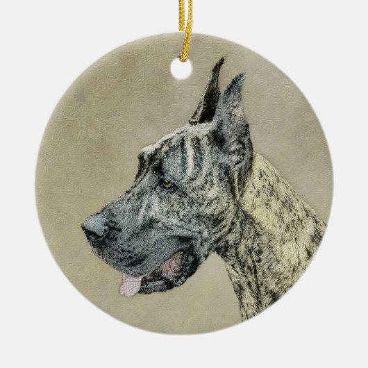 Great Dane (Brindle) schilderen - Oorspronkelijke  Keramisch Ornament (Voorkant)