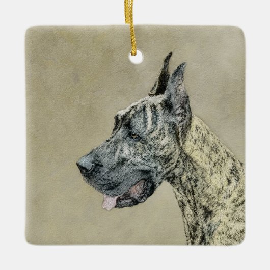 Great Dane (Brindle) schilderen - Oorspronkelijke  Keramisch Ornament (Voorkant)