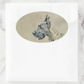 Great Dane (Brindle) schilderen - Oorspronkelijke  Ovale Sticker (Tas)