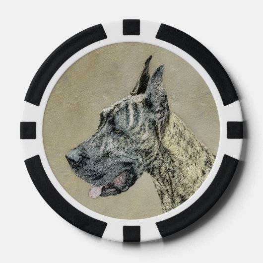 Great Dane (Brindle) schilderen - Oorspronkelijke  Poker Chips (Voorkant)