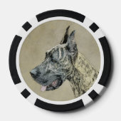 Great Dane (Brindle) schilderen - Oorspronkelijke  Poker Chips (Achterkant)