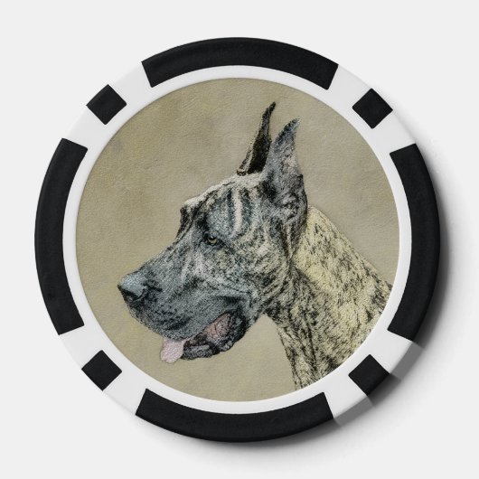 Great Dane (Brindle) schilderen - Oorspronkelijke  Poker Chips (Achterkant)