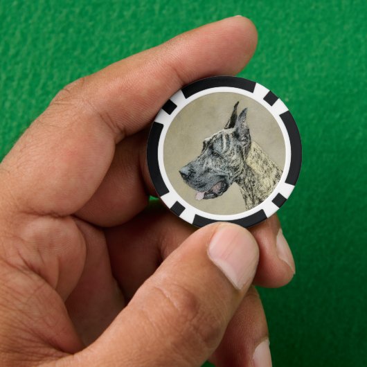 Great Dane (Brindle) schilderen - Oorspronkelijke  Poker Chips (Hand)