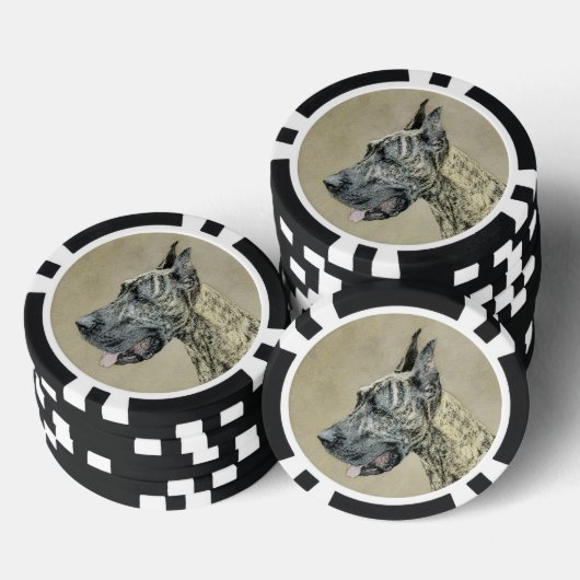 Great Dane (Brindle) schilderen - Oorspronkelijke  Poker Chips (Opstapeling)