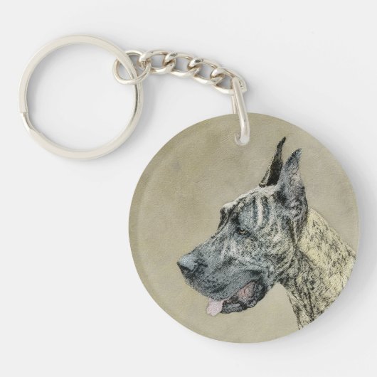 Great Dane (Brindle) schilderen - Oorspronkelijke  Sleutelhanger (Voorkant)