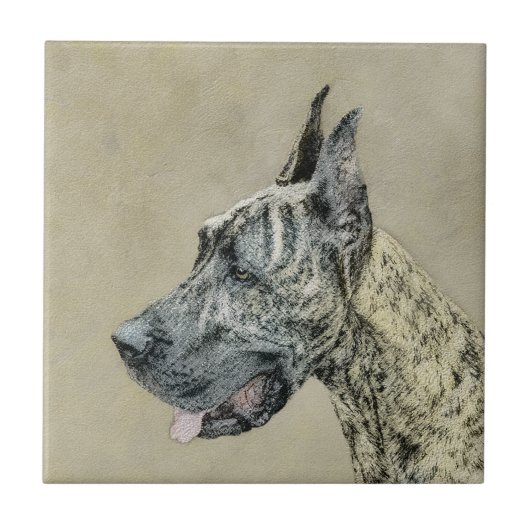 Great Dane (Brindle) schilderen - Oorspronkelijke Tegeltje (Voorkant)