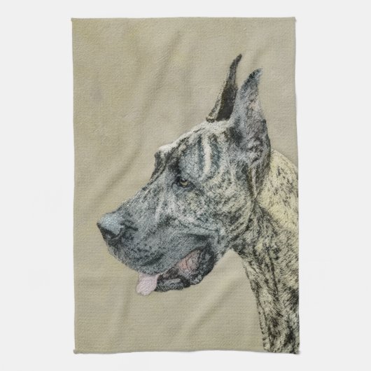 Great Dane (Brindle) schilderen - Oorspronkelijke  Theedoek (Verticaal)
