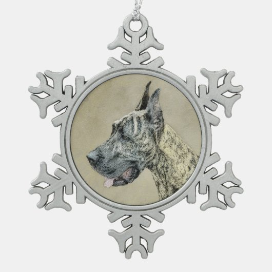 Great Dane (Brindle) schilderen - Oorspronkelijke Tin Sneeuwvlok Ornament (Voorkant)