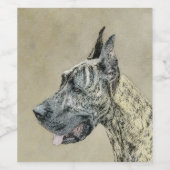 Great Dane (Brindle) schilderen - Oorspronkelijke  Wijn Etiket (Enkel label)