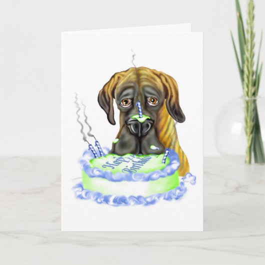 Great Dane Brindle UC Birthday Cake Kaart (Voorkant)
